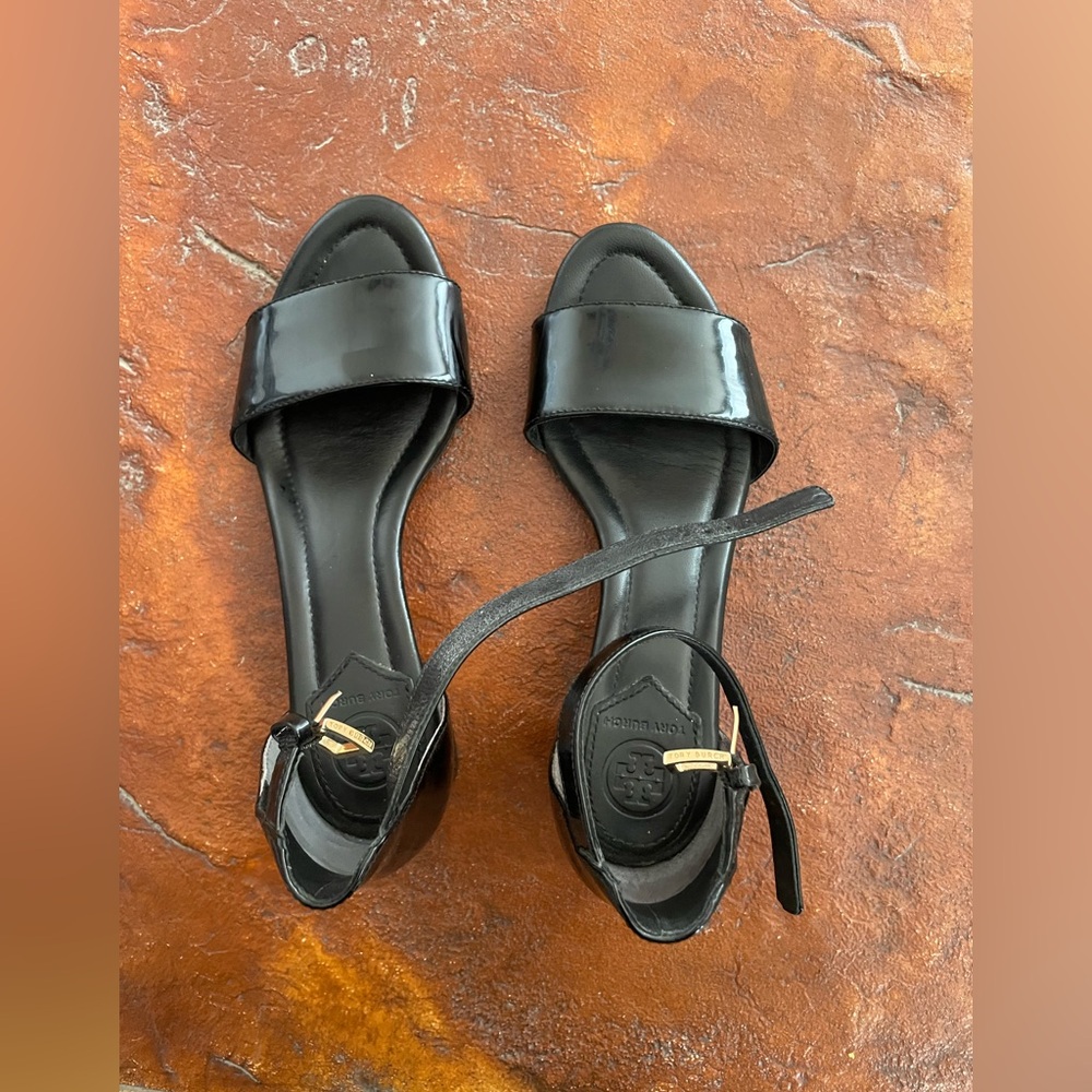 Tory Burch patent leather ankle strap shoes